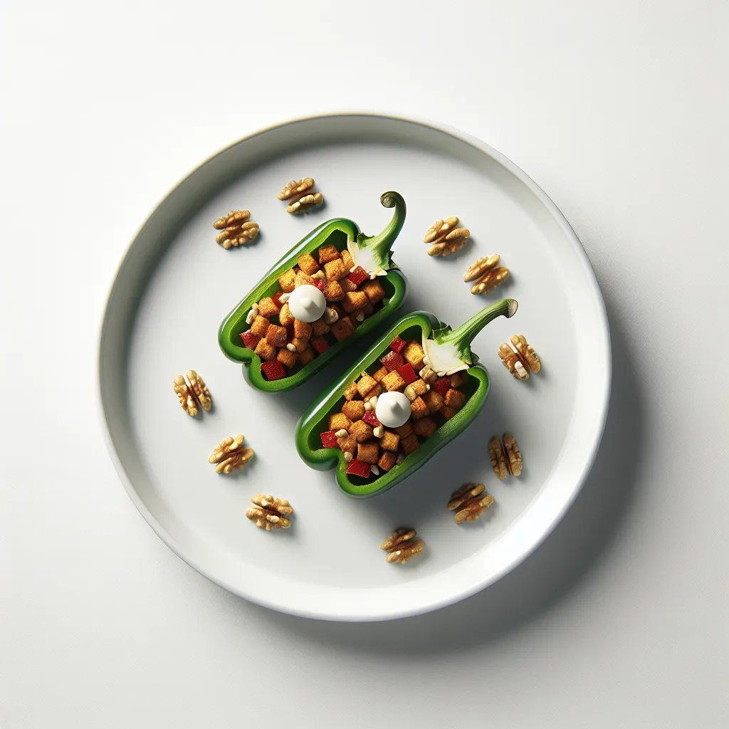 Tempeh and Walnut Stuffed Bell Peppers