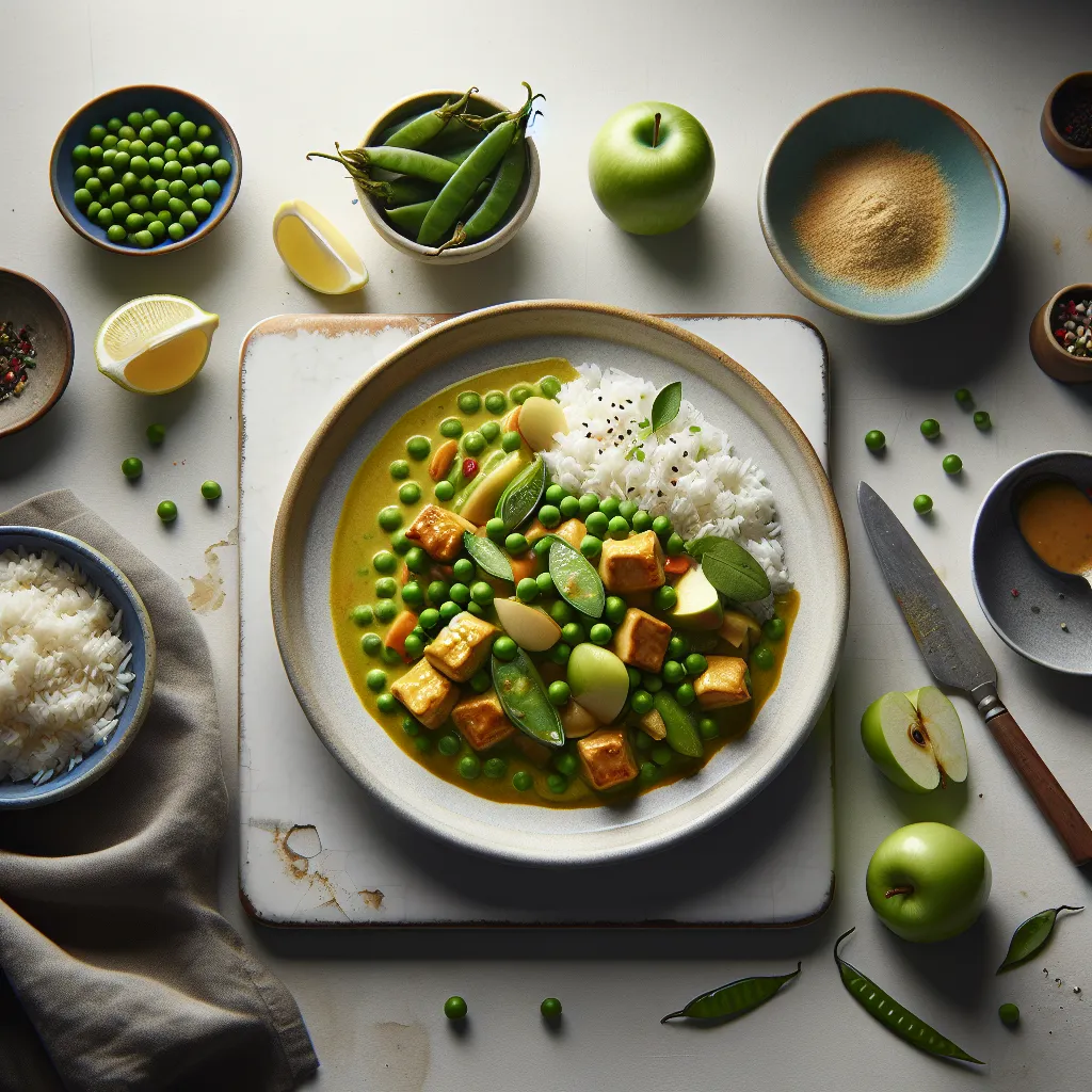 Thai Green Curry with Tinned Peas and Apple Rice Cups