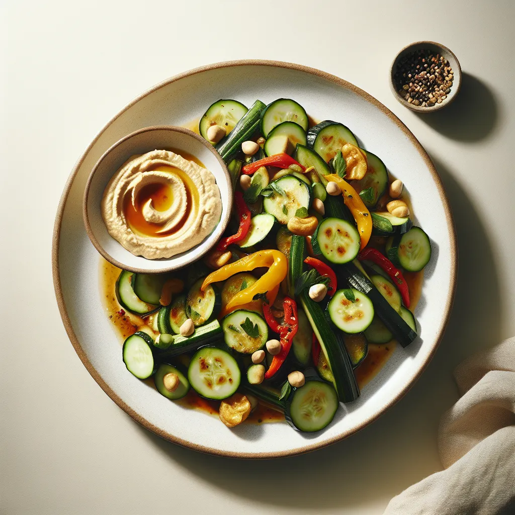 Thai Zucchini and Cucumber Stir-Fry with Hummus