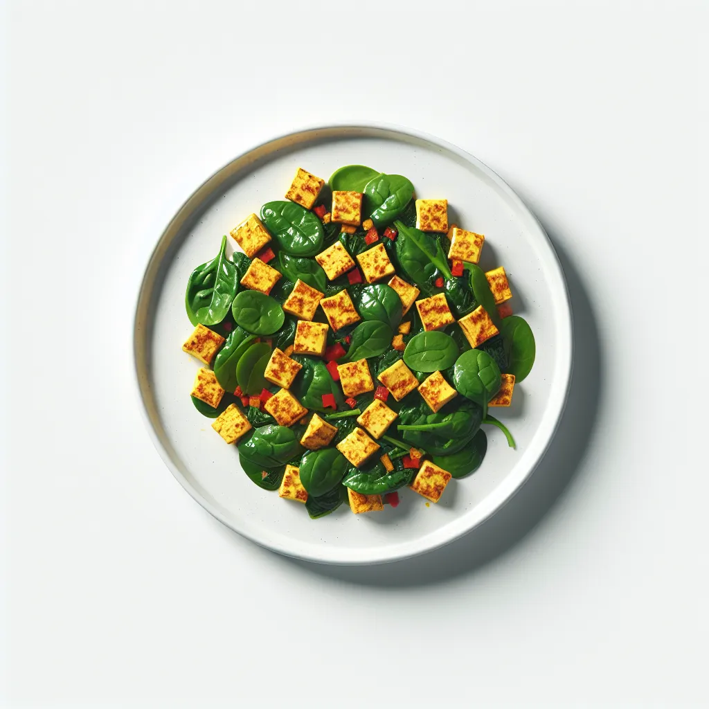 Spicy Tofu Scramble with Spinach and Bell Pepper