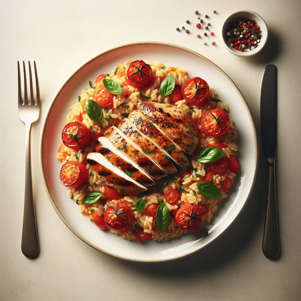 Tomato and Herb Risotto with Grilled Chicken