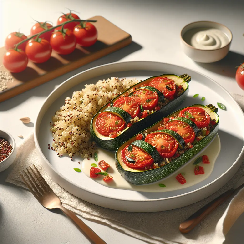 Tomato and Herb Stuffed Zucchini with Quinoa