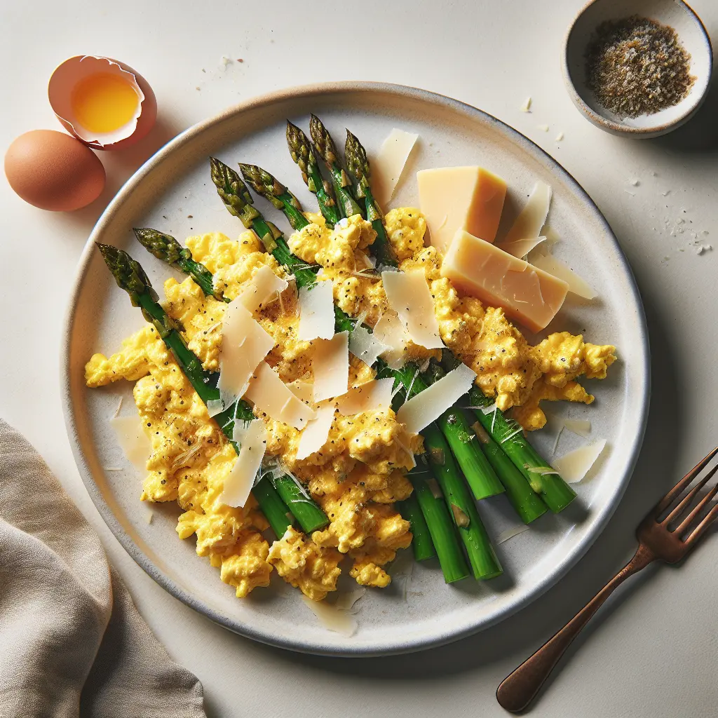 Truffle-Infused Scrambled Eggs with Asparagus and Parmesan