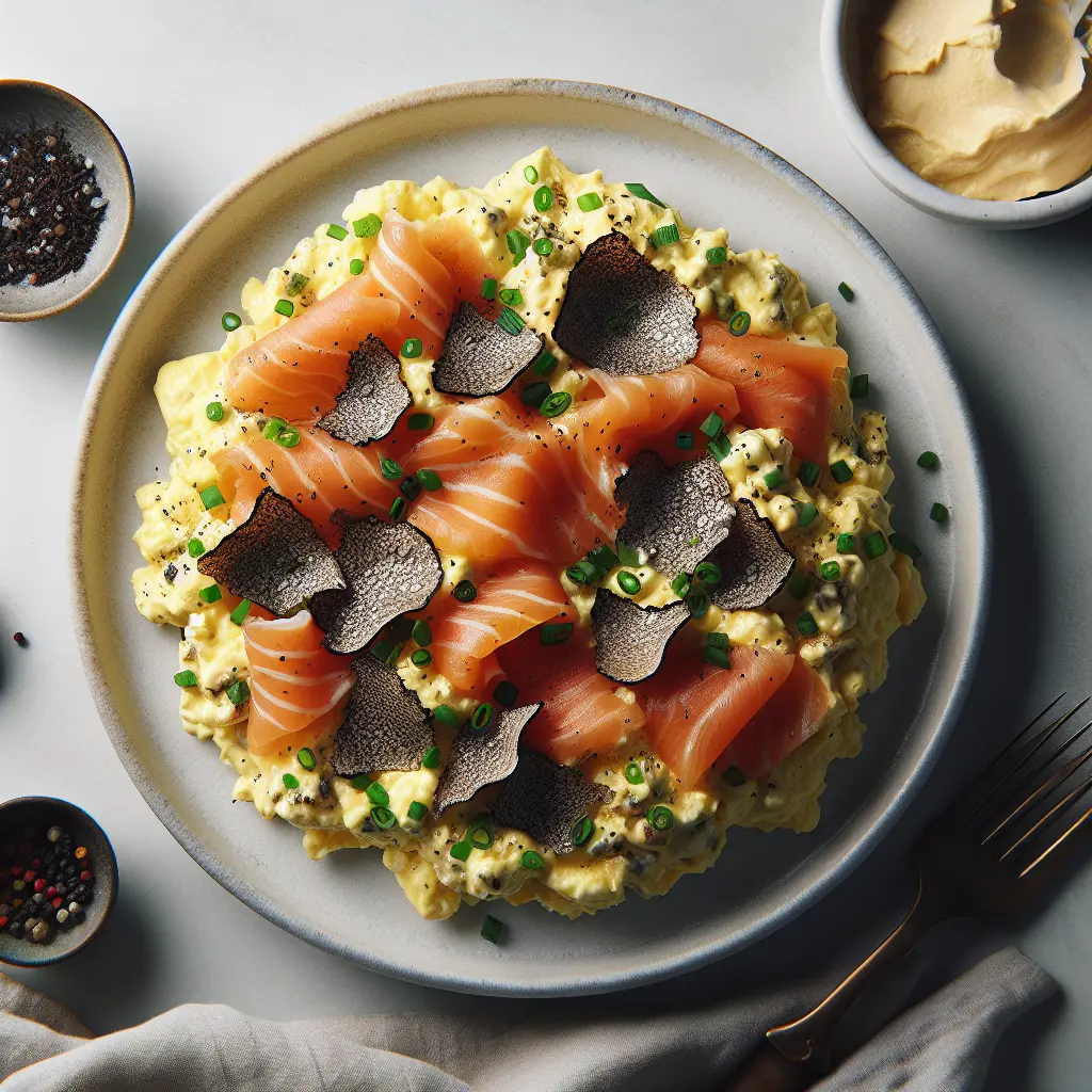 Truffle-Infused Scrambled Eggs with Smoked Salmon and Chive