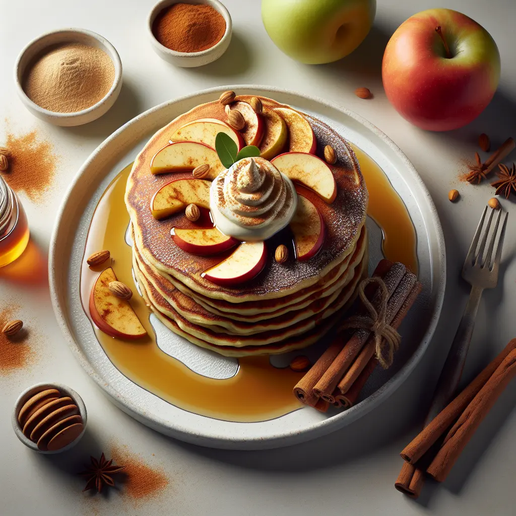 Vegan Apple Cinnamon Pancakes with Maple Syrup