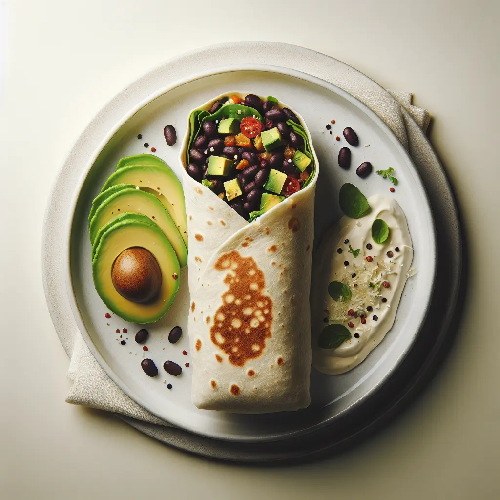 Vegan Breakfast Burrito with Black Beans and Avocado