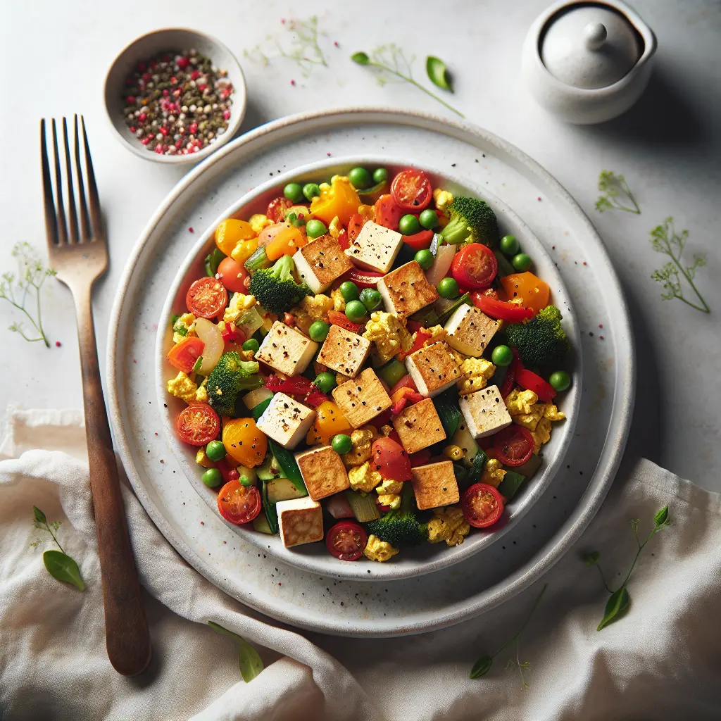 Vegan Breakfast Tofu Scramble with Vegetables