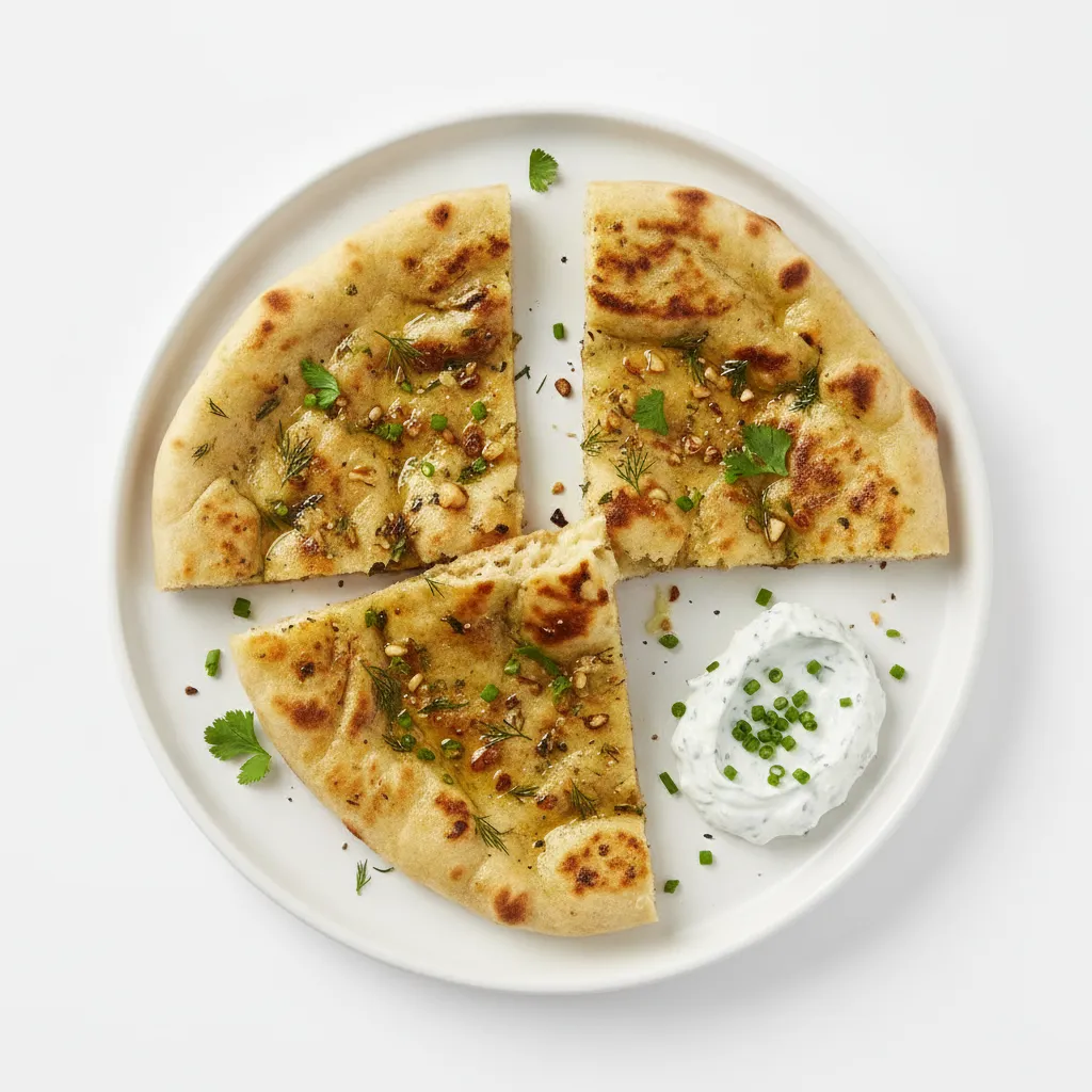 Vegan Garlic Naan with Herb Infusion