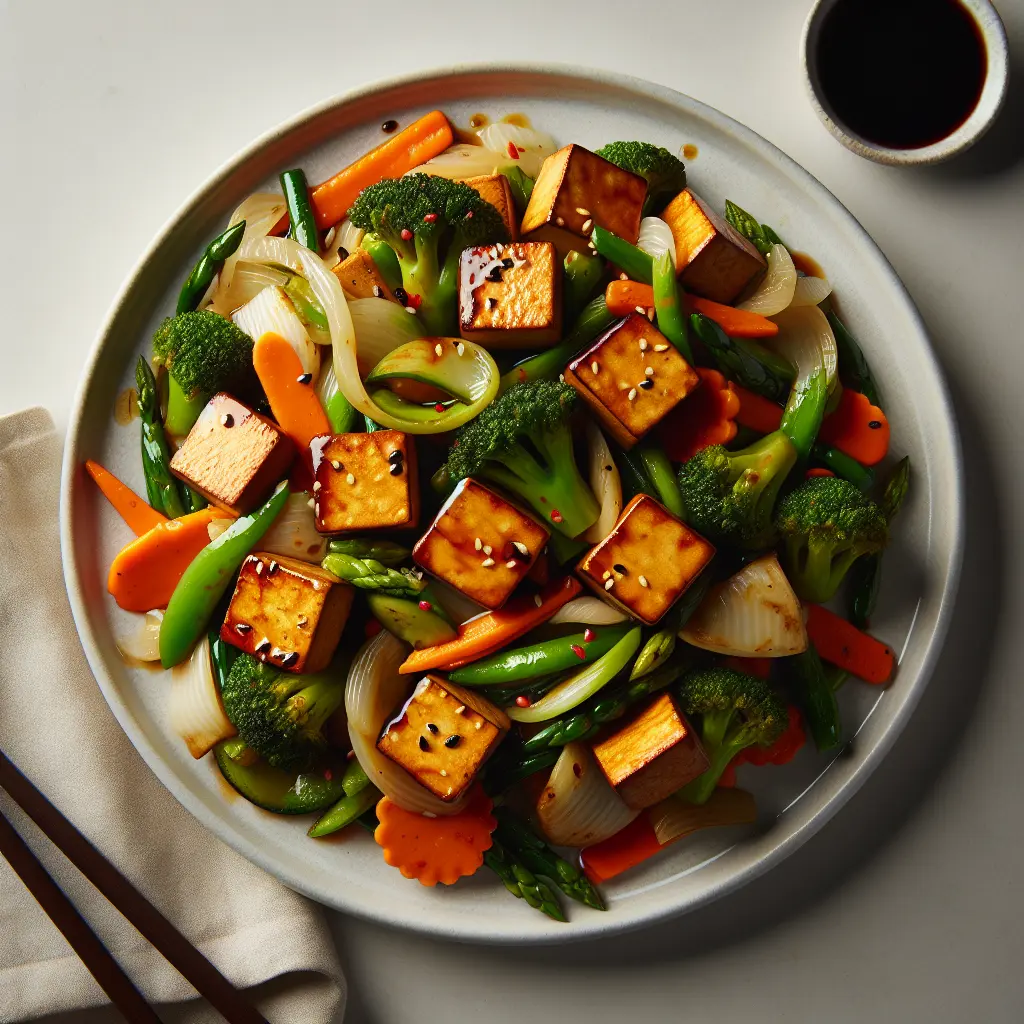 Vegan Japanese Teriyaki Tofu with Stir-Fried Vegetables