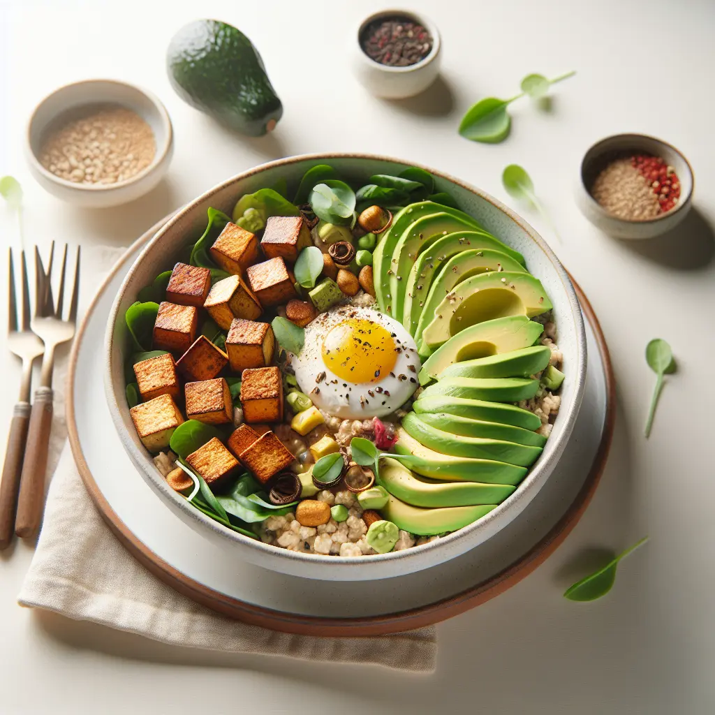 Vegan Savory Breakfast Bowl with Tofu and Avocado