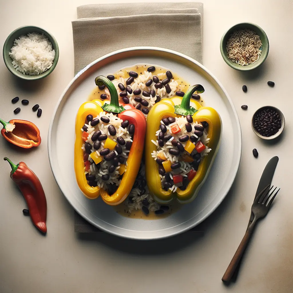 Vegan Stuffed Bell Peppers with Black Beans and Rice