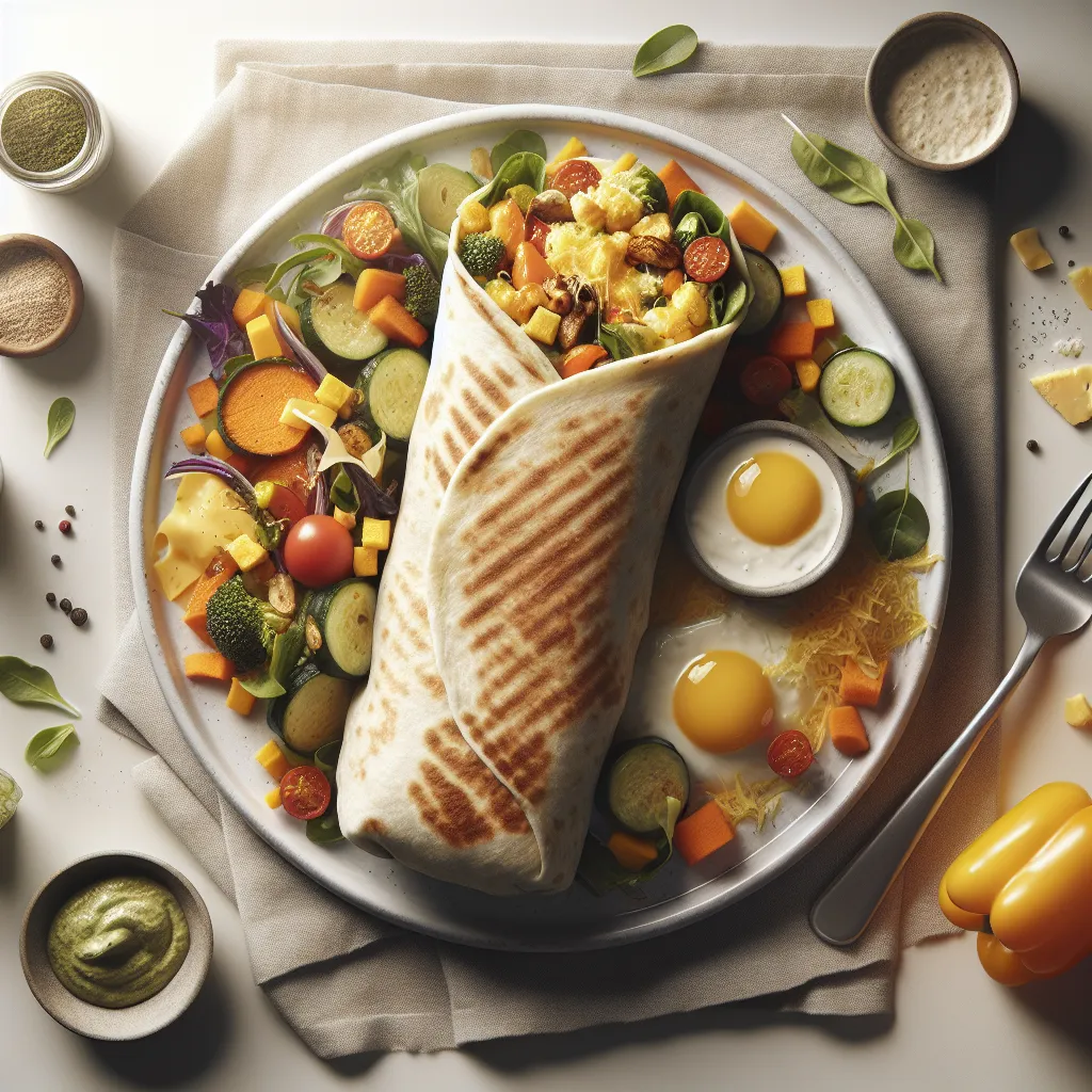 Autumn Vegetable and Cheese Breakfast Burrito