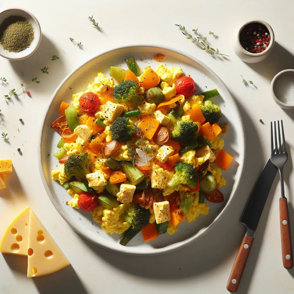 Autumn Vegetable and Cheese Breakfast Scramble
