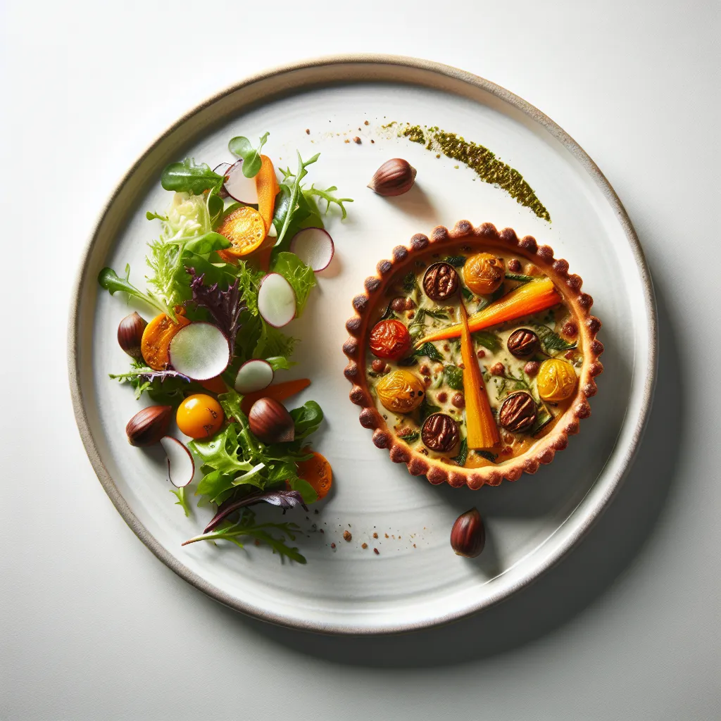 Autumn Vegetable and Chestnut Tart with Herb Salad