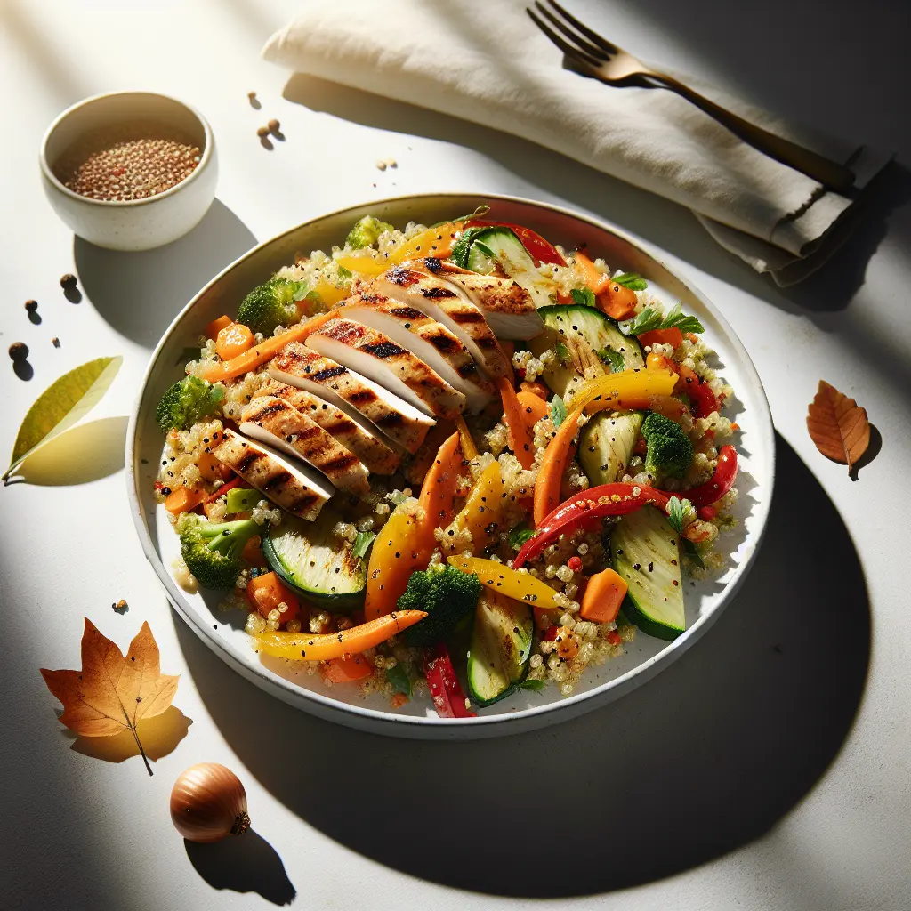 Autumn Vegetable and Quinoa Salad with Grilled Chicken