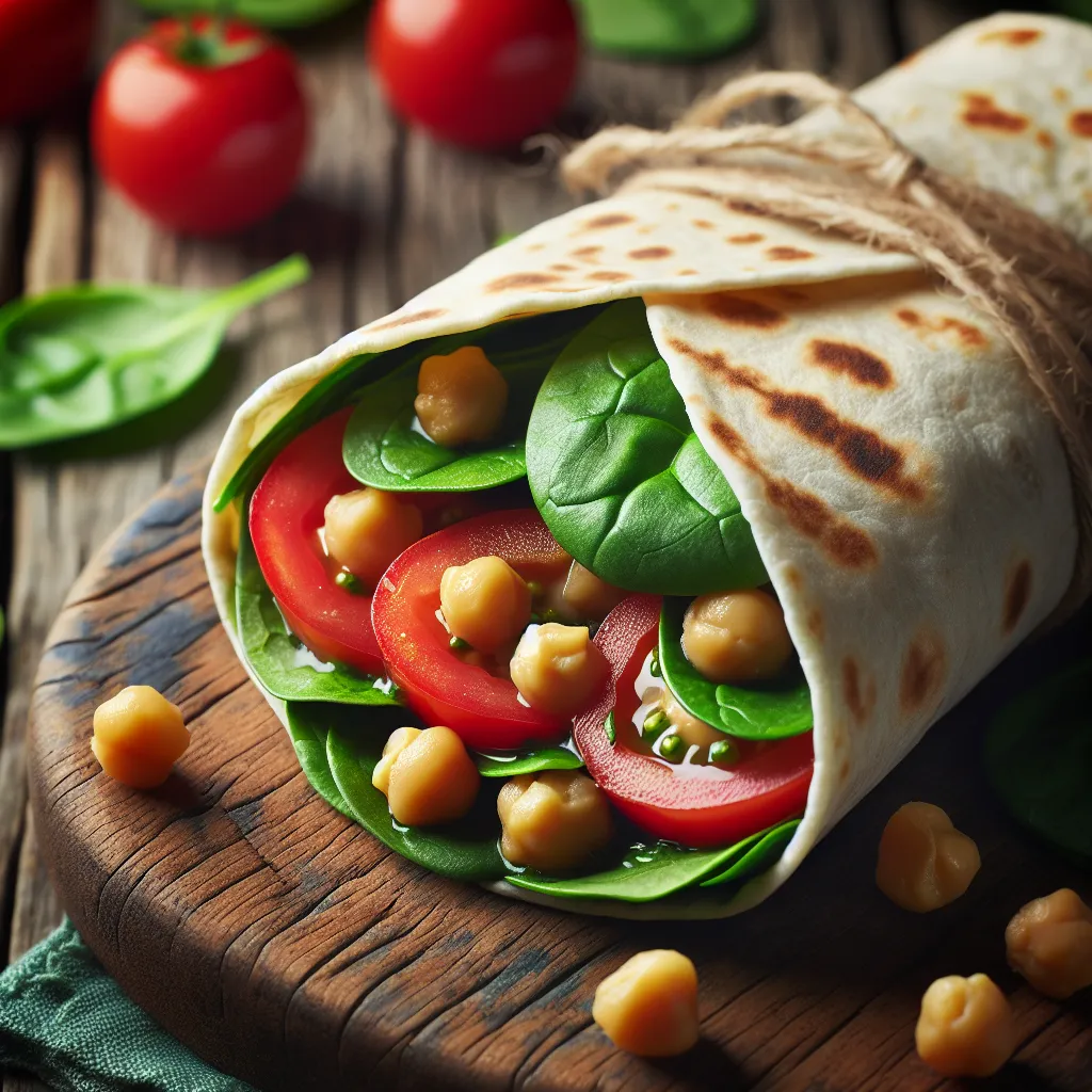 Vegetarian Chickpea and Spinach Wrap
