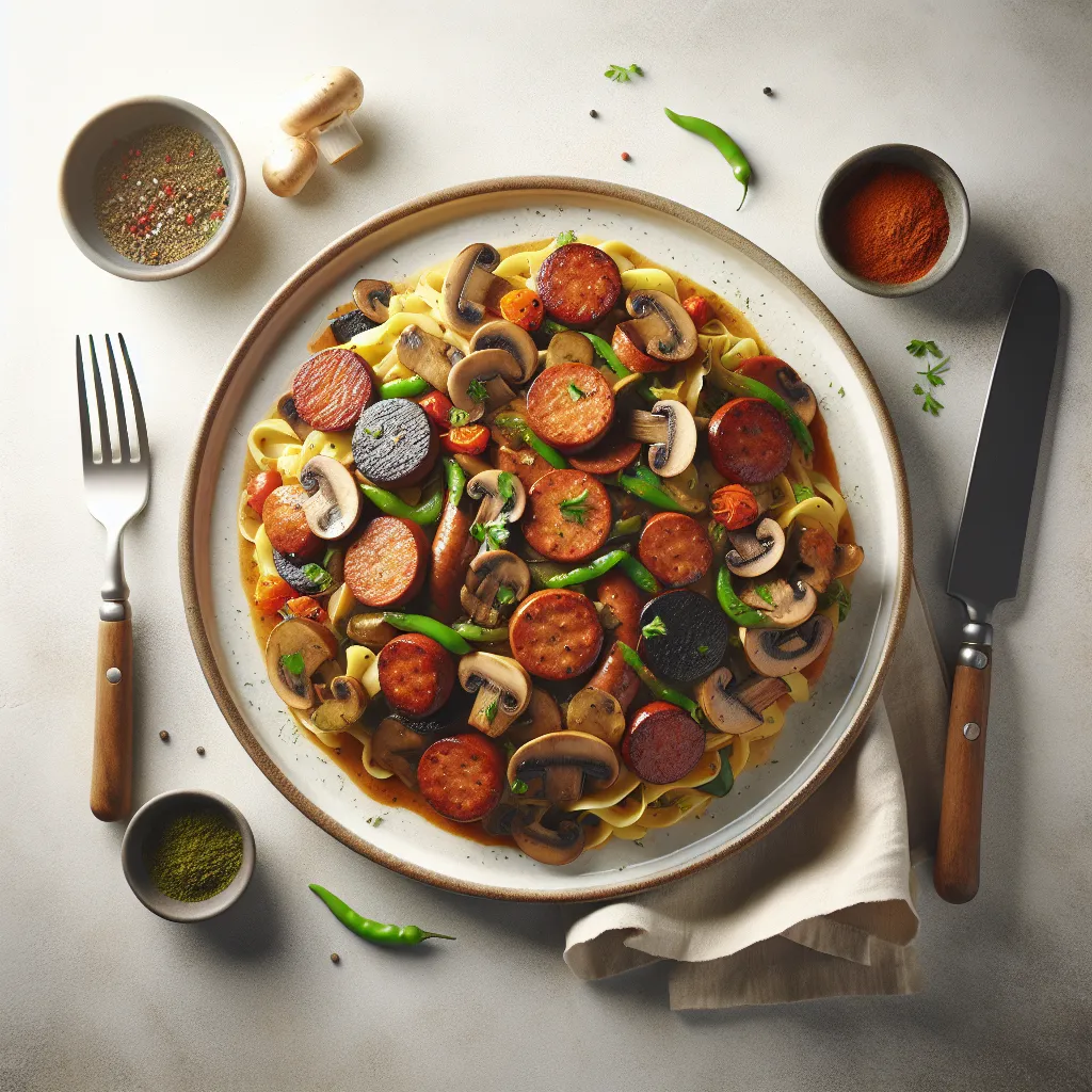 Gourmet Vegetarian Sausage and Mushroom Stroganoff