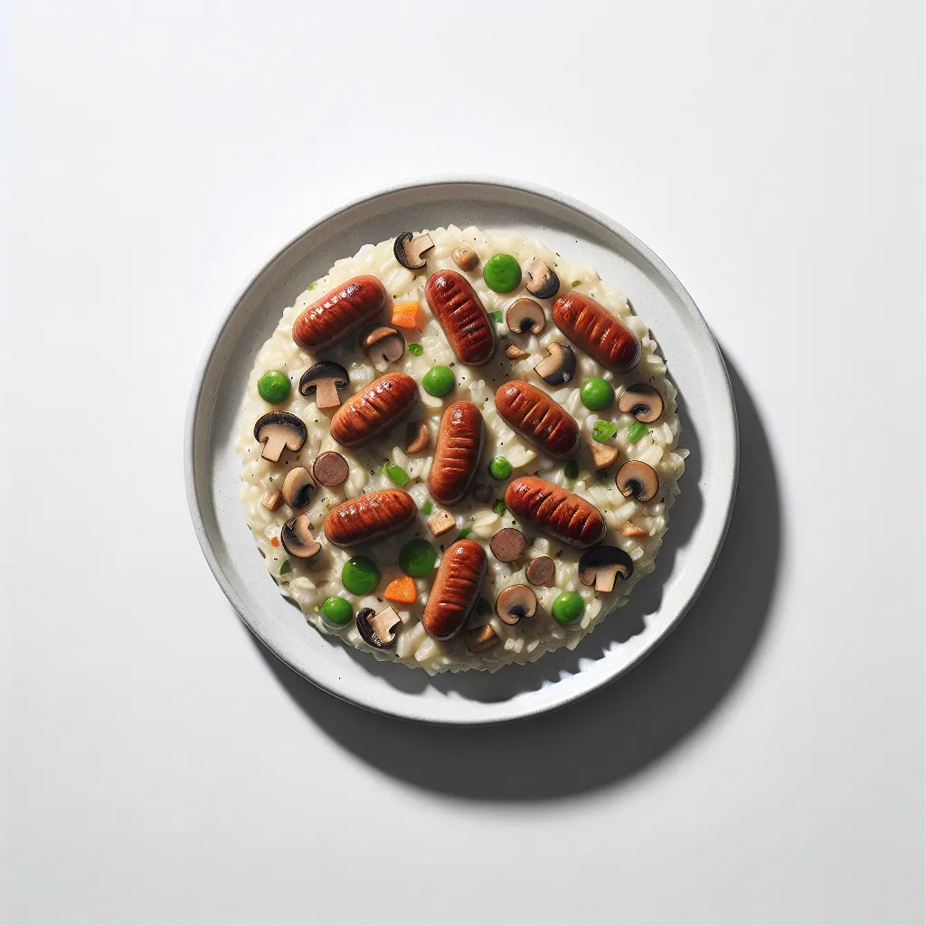 Gourmet Vegetarian Sausage and Wild Mushroom Risotto