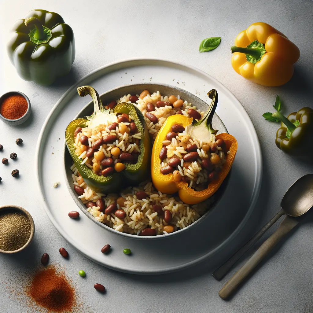 Vegetarian Stuffed Bell Peppers with Brown Rice and Vegetables