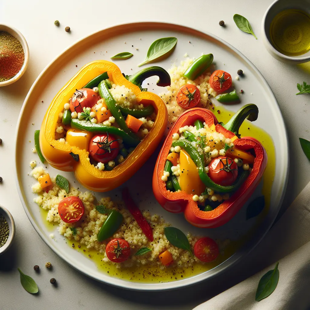 Vegetarian Stuffed Bell Peppers with Couscous and Vegetables