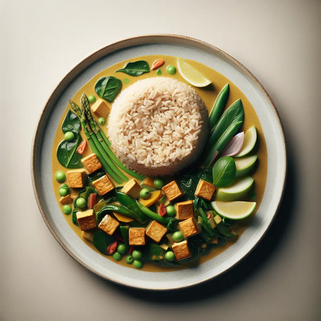 Vegetarian Thai Green Curry with Tofu and Brown Rice