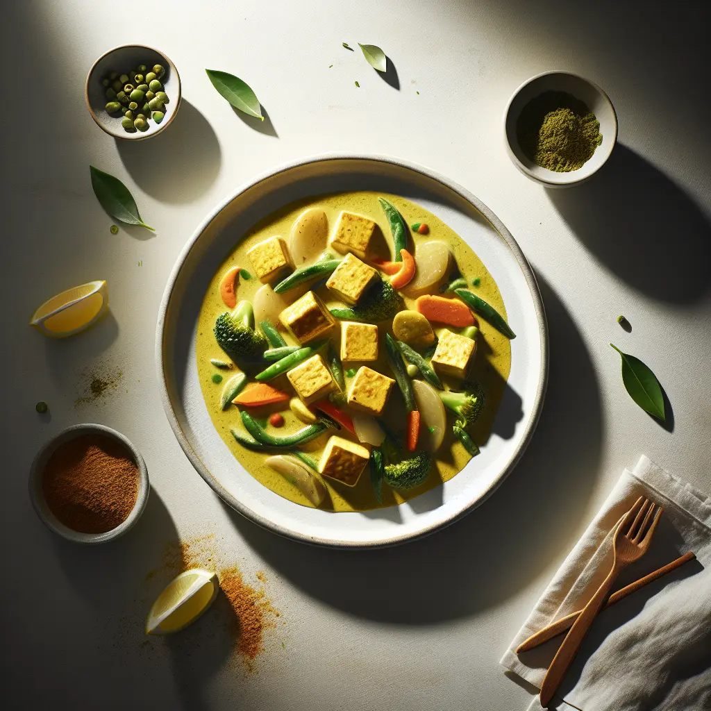 Vegetarian Thai Green Curry with Tofu and Vegetables