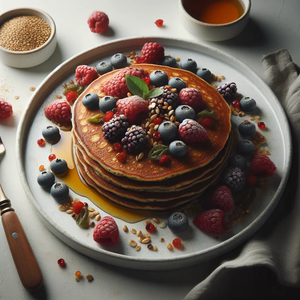 Hearty Whole Grain Pancakes with Fresh Berries