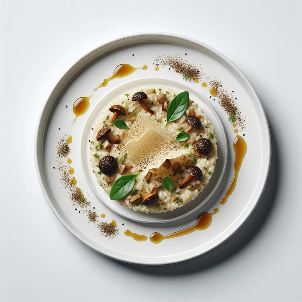 Wild Mushroom Risotto with Truffle Oil and Parmesan Crisp