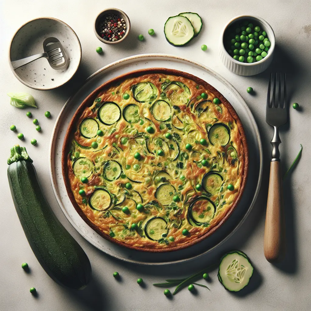 Zucchini and Cabbage Frittata with Peas