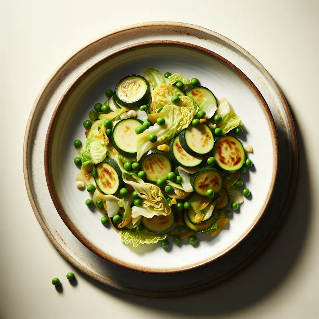 Zucchini and Cabbage Stir-Fry with Peas
