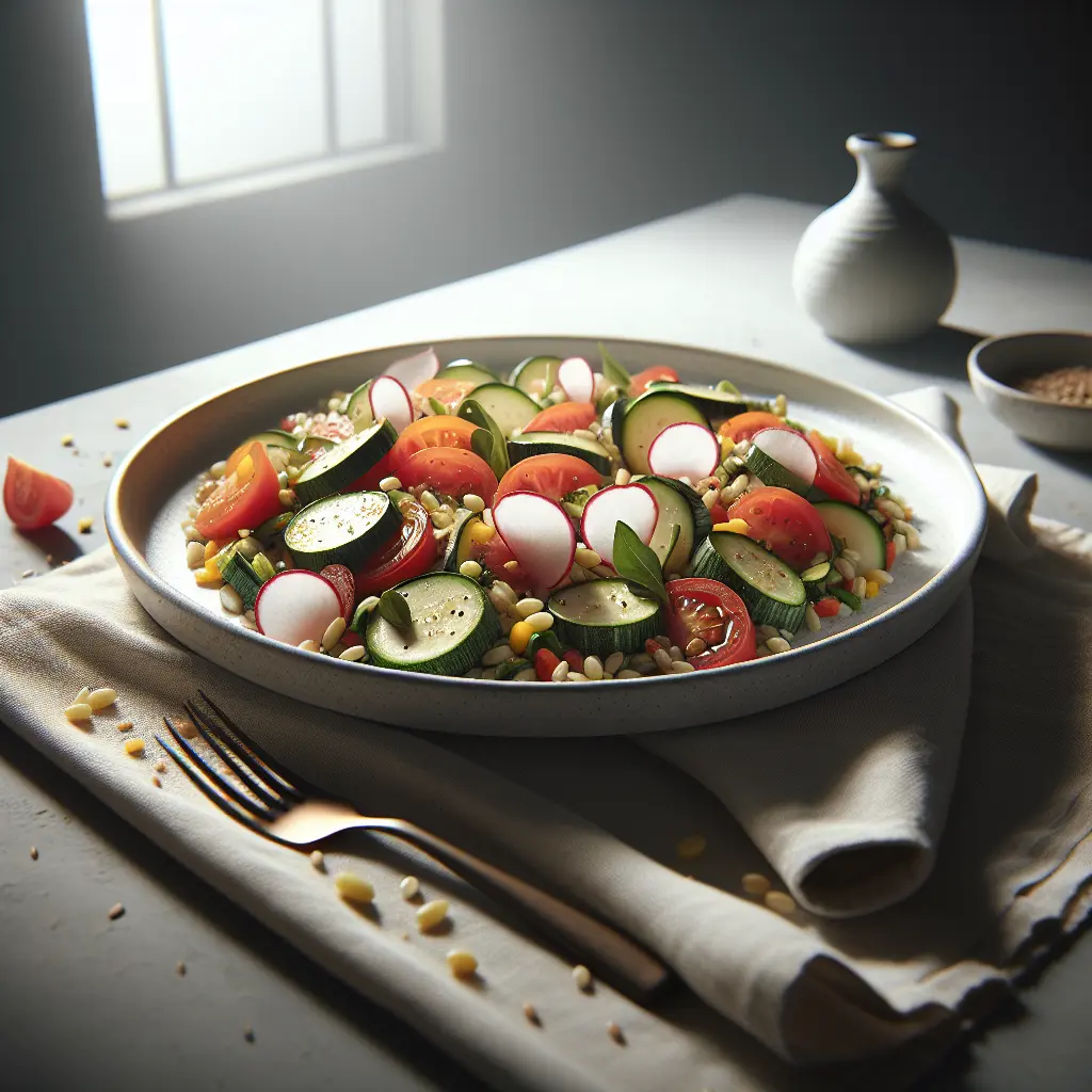 Zucchini and Tomato Farro Salad with Radish